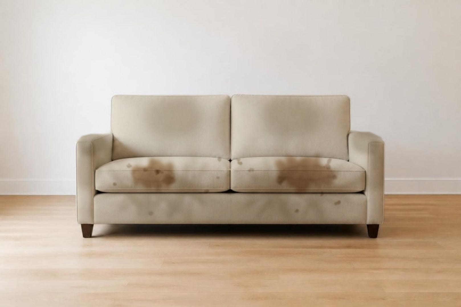 Sofa before cleaning, stained and dirty